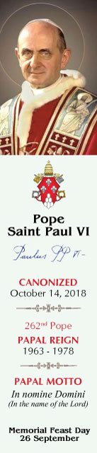 SEPTEMBER 26th: Pope St. Paul VI Bookmark***BUYONEGETONEFREE***